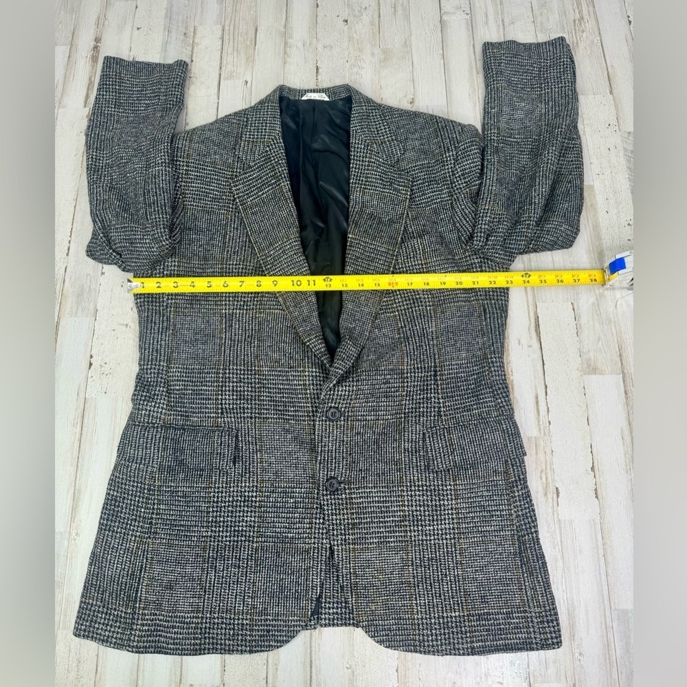 Haggar Mens Sport Coat Two Button Gray Nailshead Glen Checked Silk 44L - Picture 4 of 13